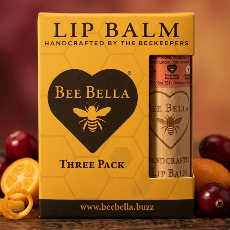 Orange Cranberry Beeswax Lip Balm by Bee Bella, all-natural beeswax lip balm handmade in Wisconsin (view 2)
