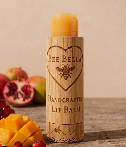 Bee Bella Pomegranate and Mango Beeswax Lip Balm - tropical natural handcrafted lip care