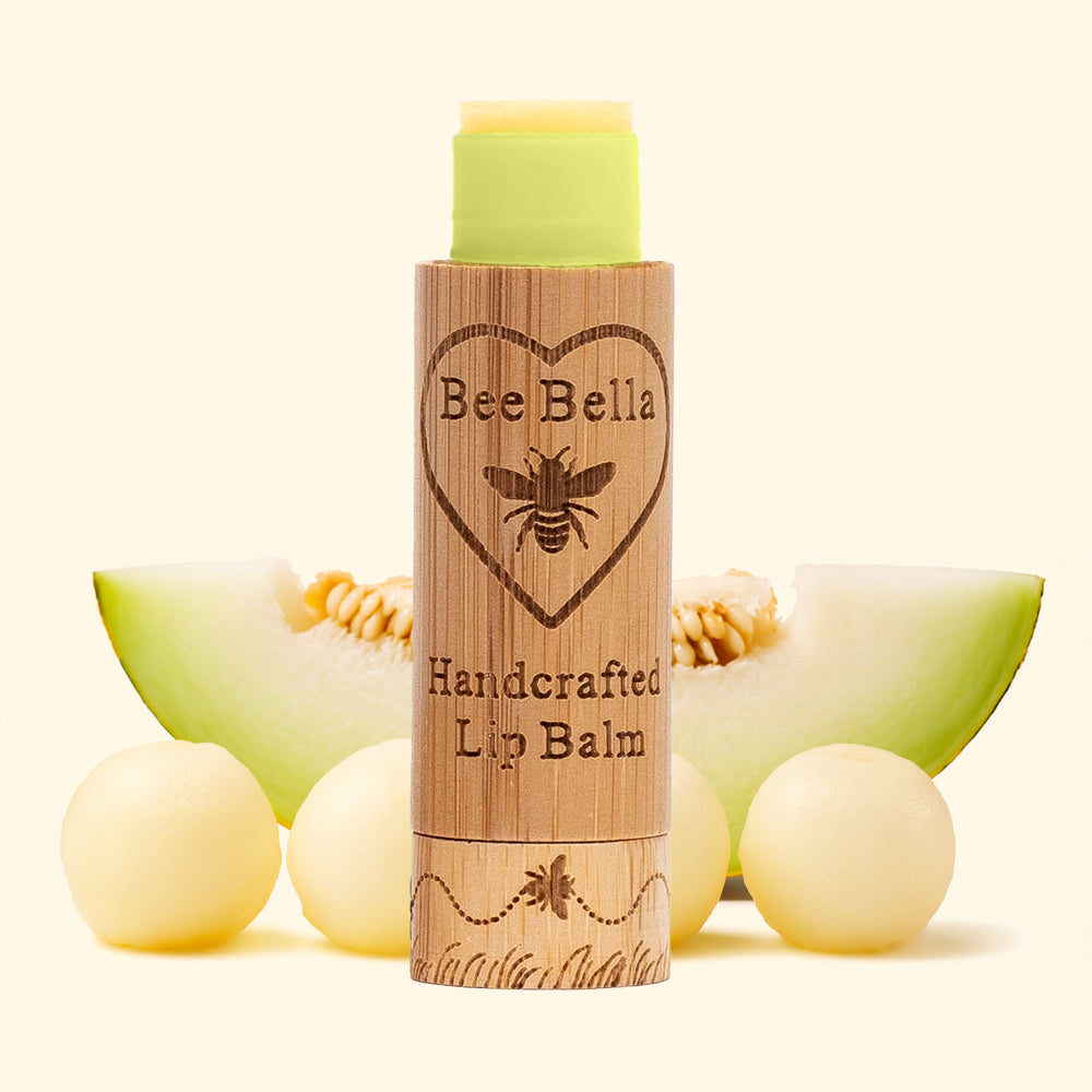 Honeydew Melon Beeswax Lip Balm by Bee Bella - fresh natural lip care in bamboo tube
