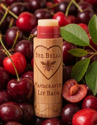 Door County Cherry Beeswax Lip Balm by Bee Bella, all-natural beeswax lip balm handmade in Wisconsin