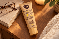 Bee Bella Lightweight Daily Barrier Hand Cream on a bedside table