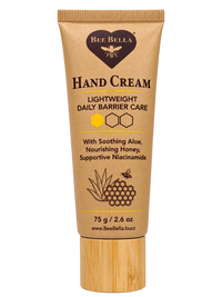 Bee Bella Lightweight Daily Barrier Hand Cream, 75 g kraft paper tube with bamboo cap