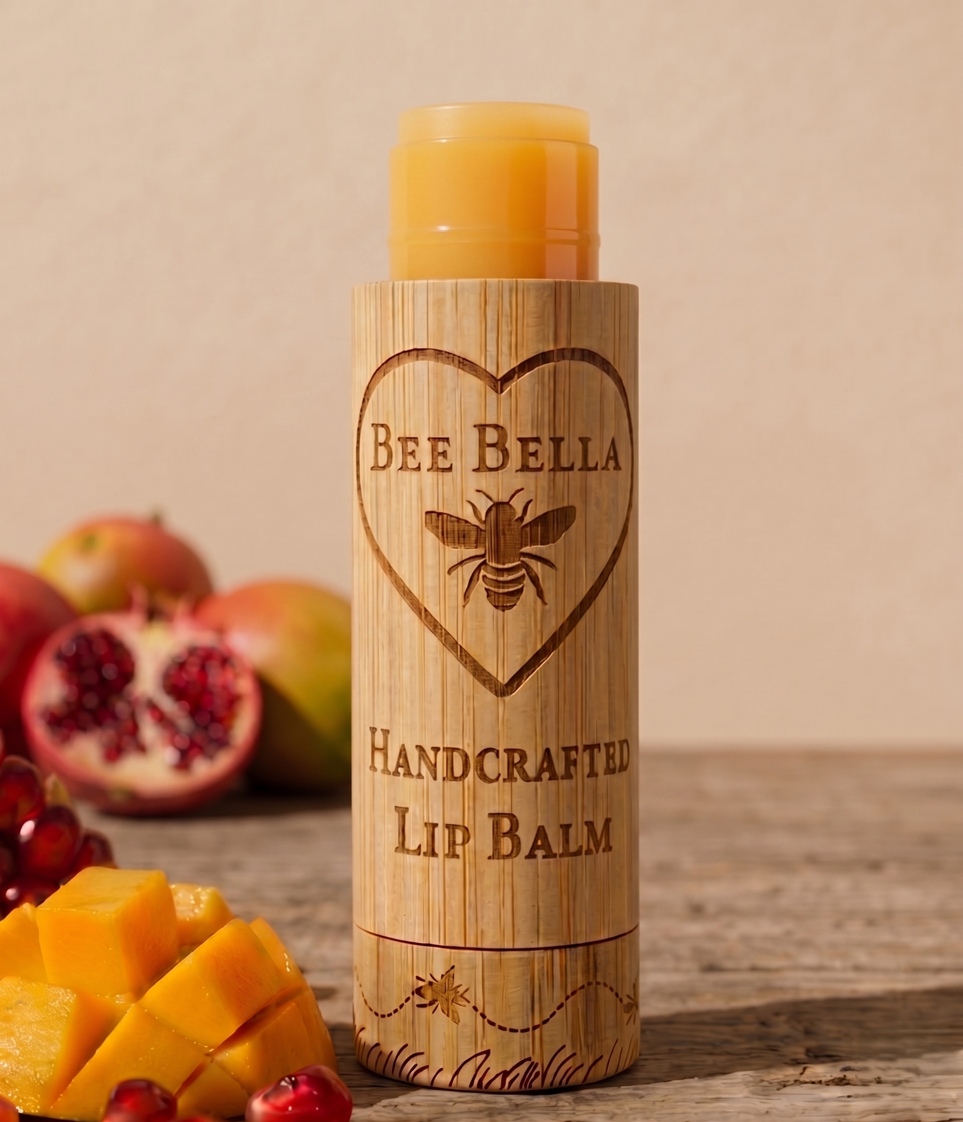 Bee Bella Pomegranate and Mango Beeswax Lip Balm - tropical natural handcrafted lip care