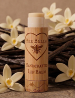 Vanilla Bean Beeswax Lip Balm by Bee Bella, all-natural beeswax lip balm handmade in Wisconsin