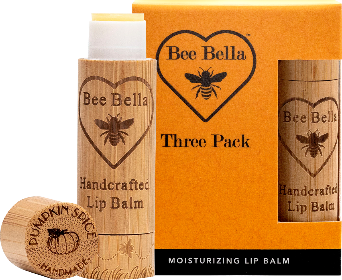 Pumpkin Spice Beeswax Lip Balm by Bee Bella, all-natural beeswax lip balm handmade in Wisconsin (view 2)