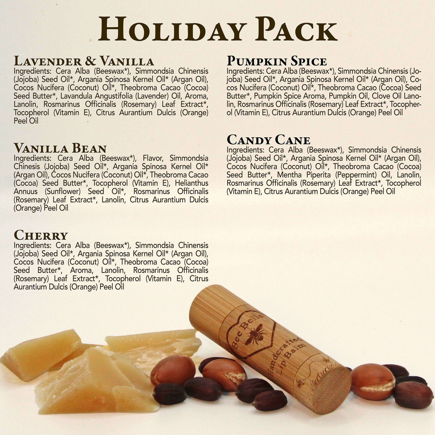 Bee Bella Holiday Variety 5-Pack lip balm gift set square product photo